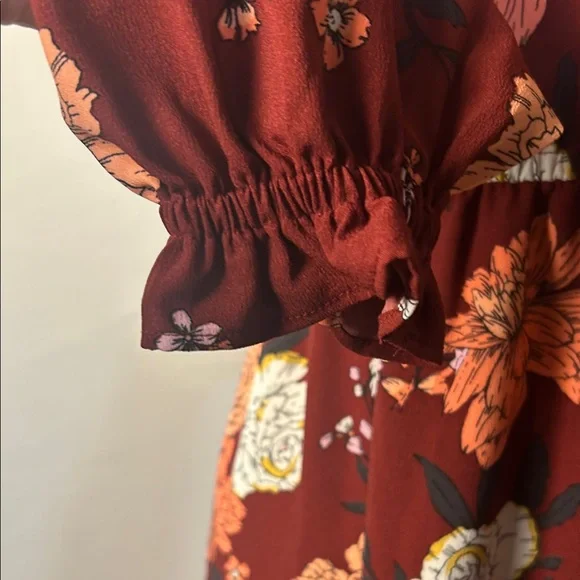 LOFT Outlet Petite Fit & Flare Dress Floral Long Sleeve Ruffle Size 2 Petite - Picture 4 of 10